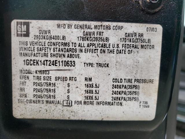 Photo 10 from auction – 2004 CHEVROLET SILVERADO with VIN 1GCEK14T24E110633