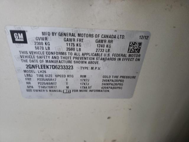 Photo 10 from auction – 2013 CHEVROLET EQUINOX LT with VIN 2GNFLEEK7D6233323