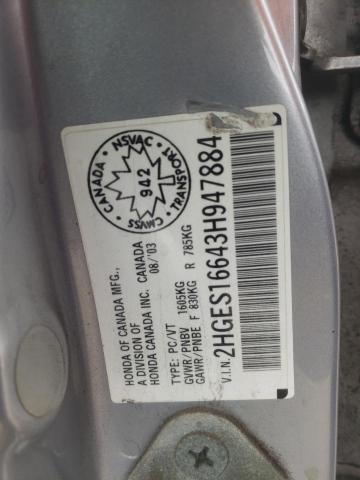 Photo 10 from auction – 2003 HONDA CIVIC LX with VIN 2HGES16643H947884