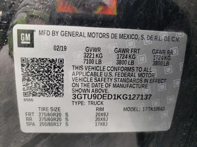 Photo 10 from auction – 2019 GMC SIERRA K15 with VIN 3GTU9DED1KG127137