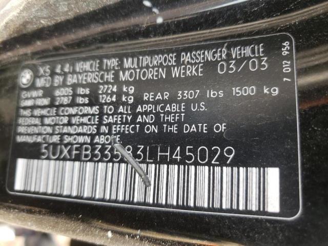 Photo 10 from auction – 2003 BMW X5 4.4I with VIN 5UXFB33583LH45029