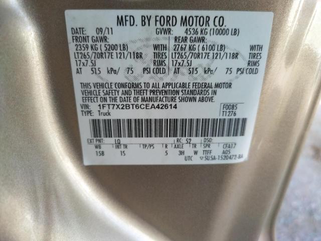 Photo 10 from auction – 2012 FORD F250 SUPER with VIN 1FT7X2BT6CEA42614