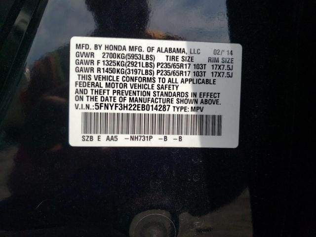 Photo 10 from auction – 2014 HONDA PILOT LX with VIN 5FNYF3H22EB014287