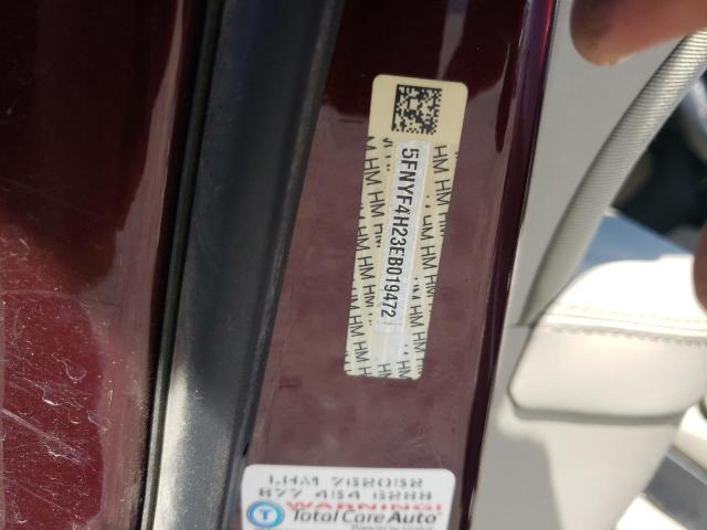 Photo 10 from auction – 2014 HONDA PILOT LX with VIN 5FNYF4H23EB019472