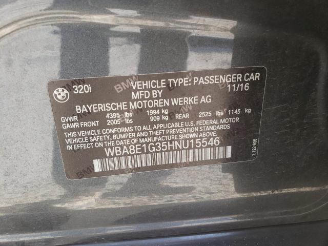 Photo 10 from auction – 2017 BMW 320 I with VIN WBA8E1G35HNU15546