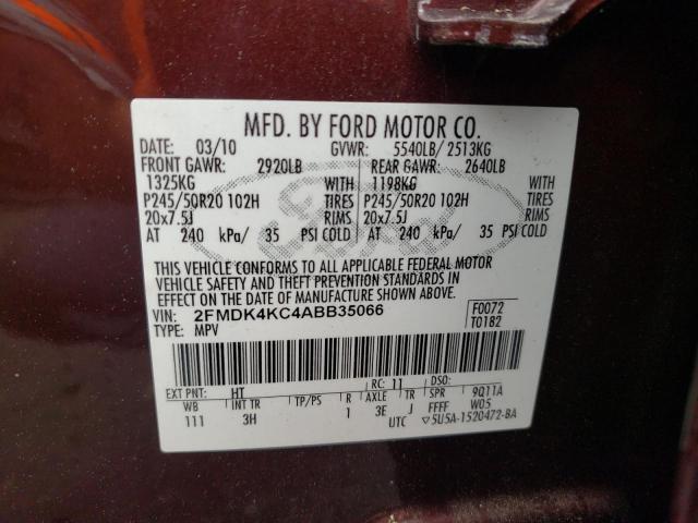 Photo 10 from auction – 2010 FORD EDGE LIMIT with VIN 2FMDK4KC4ABB35066