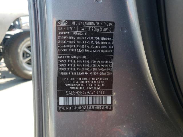 Photo 10 from auction – 2011 LAND ROVER RANGE ROVE with VIN SALSH2E47BA713203