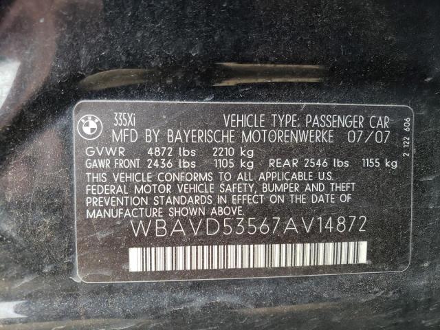 صورة رقم 10 من المزاد - 2007 BMW 335 XI مع VIN WBAVD53567AV14872