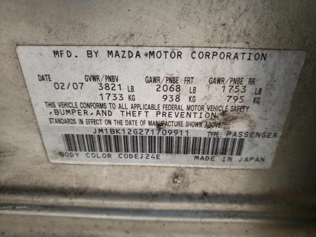 Photo 10 from auction – 2007 MAZDA 3 I with VIN JM1BK12G271709911