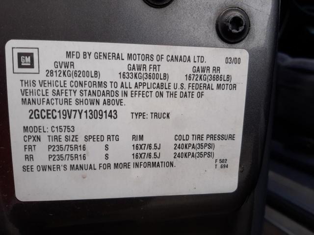Photo 10 from auction – 2000 CHEVROLET SILVERADO with VIN 2GCEC19V7Y1309143