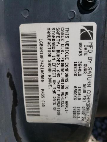 Photo 10 from auction – 2004 SATURN ION LEVEL with VIN 1G8AN12F74Z106860
