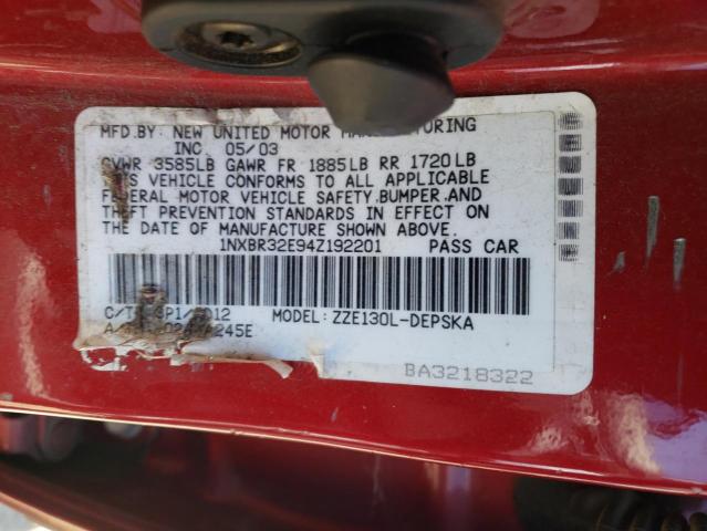 Photo 10 from auction – 2004 TOYOTA COROLLA CE with VIN 1NXBR32E94Z192201