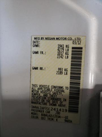 Zdjęcie 10 z aukcji – 2012 NISSAN ALTIMA BAS z VIN 1N4AL2AP7CC241419