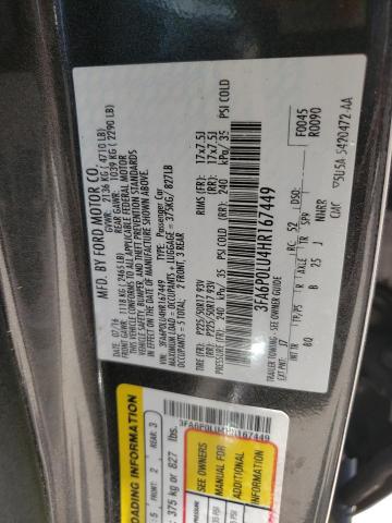Photo 10 from auction – 2017 FORD FUSION SE with VIN 3FA6P0LU4HR167449