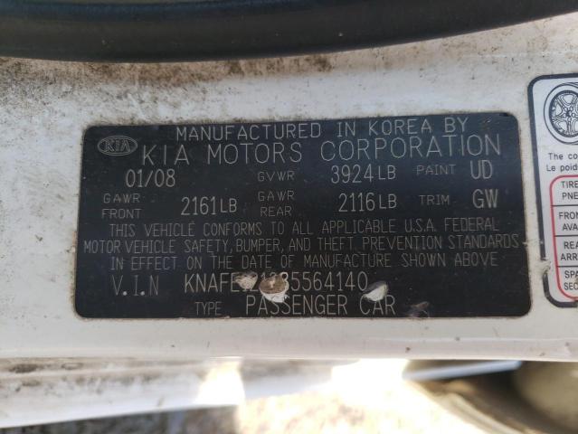 Photo 10 from auction – 2008 KIA SPECTRA EX with VIN KNAFE121285564140