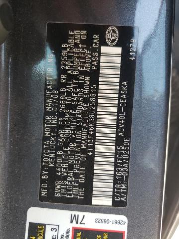 Photo 10 from auction – 2008 TOYOTA CAMRY CE with VIN 4T1BE46K38U258815