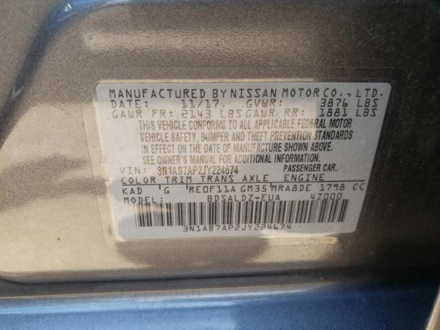 Photo 10 from auction – 2018 NISSAN SENTRA S with VIN 3N1AB7AP2JY224674