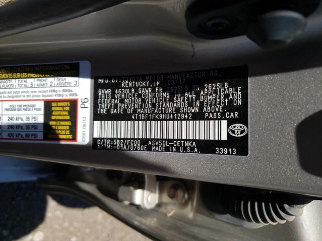 Photo 10 from auction – 2017 TOYOTA CAMRY LE with VIN 4T1BF1FK9HU412942