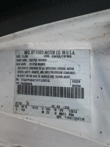 Photo 10 from auction – 2001 FORD MUSTANG with VIN 1FAFP40431F135915