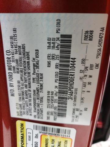 Photo 10 from auction – 2014 FORD FUSION SE with VIN 3FA6P0HD0ER110444