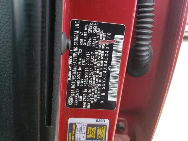 Photo 10 from auction – 2014 KIA SORENTO LX with VIN 5XYKT4A64EG437320