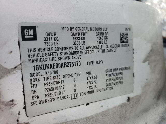 Photo 10 from auction – 2010 GMC YUKON SLE with VIN 1GKUKAE00AR275170
