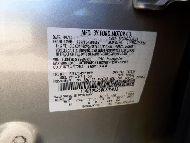 Photo 10 from auction – 2011 LINCOLN MKS with VIN 1LNHL9DR6BG605833