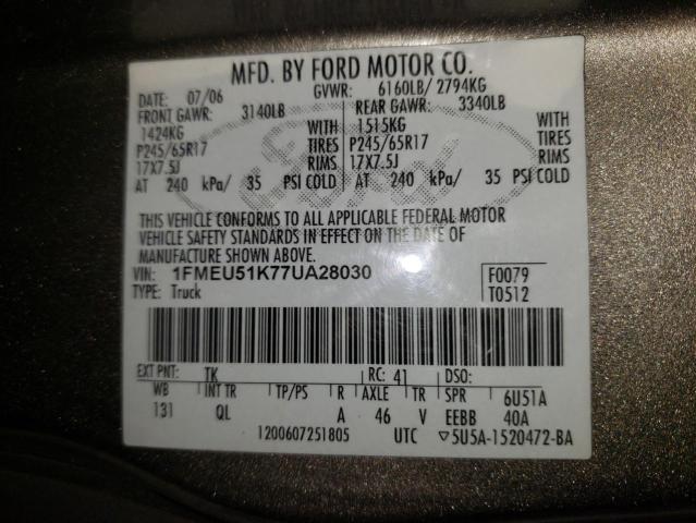 Photo 10 from auction – 2007 FORD EXPLORER S with VIN 1FMEU51K77UA28030