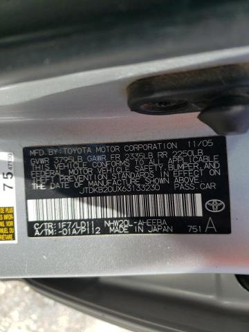 Photo 10 from auction – 2006 TOYOTA PRIUS with VIN JTDKB20UX63133230