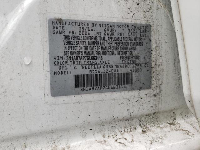 Photo 10 from auction – 2016 NISSAN SENTRA S with VIN 3N1AB7AP7GL663116