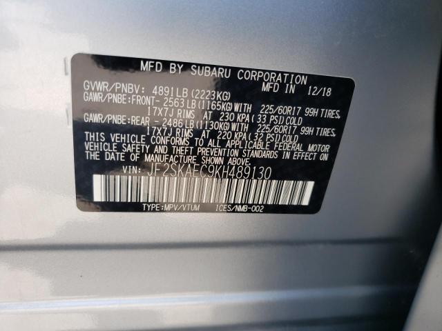 Photo 10 from auction – 2019 SUBARU FORESTER P with VIN JF2SKAEC9KH489130