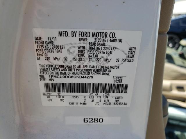 Photo 10 from auction – 2012 FORD ESCAPE XLT with VIN 1FMCU9DG6CKB44279