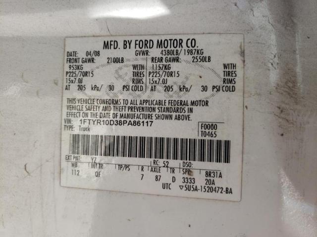 Photo 10 from auction – 2008 FORD RANGER with VIN 1FTYR10D38PA86117
