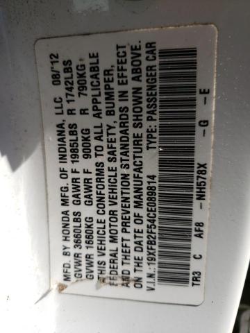 Photo 10 from auction – 2012 HONDA CIVIC LX with VIN 19XFB2F54CE089814