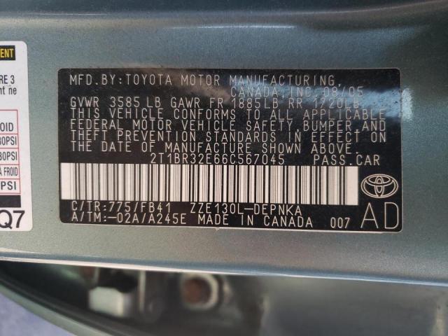 Photo 10 from auction – 2006 TOYOTA COROLLA CE with VIN 2T1BR32E66C567045