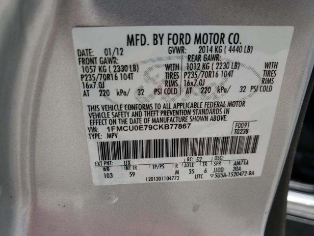 Photo 10 from auction – 2012 FORD ESCAPE LIM with VIN 1FMCU0E79CKB77867
