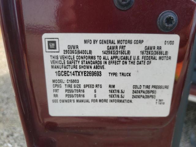 Photo 10 from auction – 2000 CHEVROLET SILVERADO with VIN 1GCEC14TXYE269693
