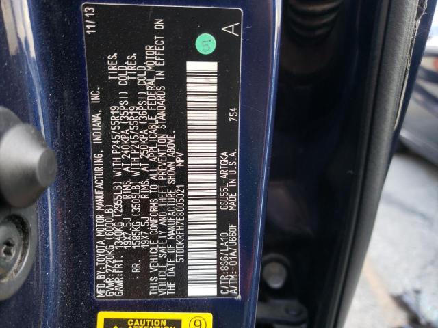 Photo 10 from auction – 2014 TOYOTA HIGHLANDER with VIN 5TDDKRFH7ES005021