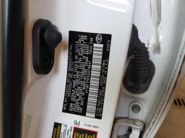 Photo 10 from auction – 2012 TOYOTA CAMRY BASE with VIN 4T1BF1FK2CU578647