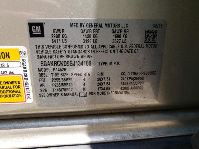 Photo 10 from auction – 2016 BUICK ENCLAVE with VIN 5GAKRCKD9GJ134186