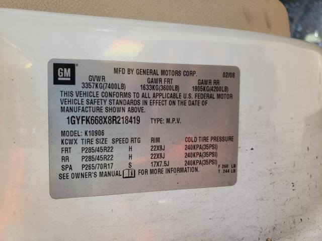 Photo 10 from auction – 2008 CADILLAC ESCALADE E with VIN 1GYFK668X8R218419