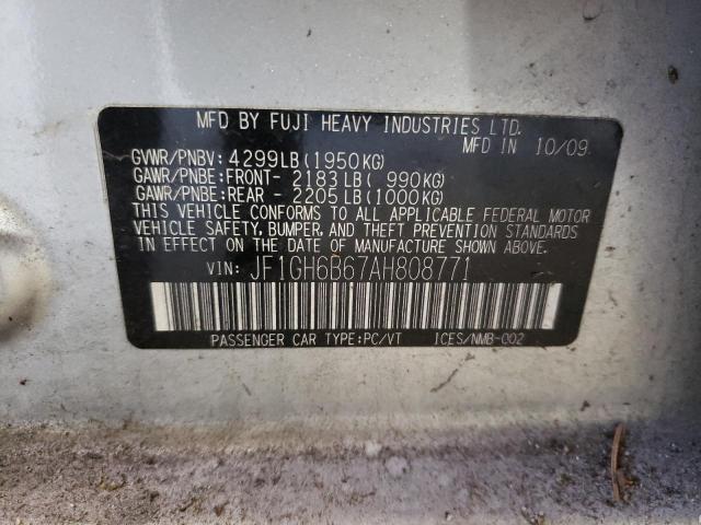 Photo 10 from auction – 2010 SUBARU IMPREZA 2. with VIN JF1GH6B67AH808771