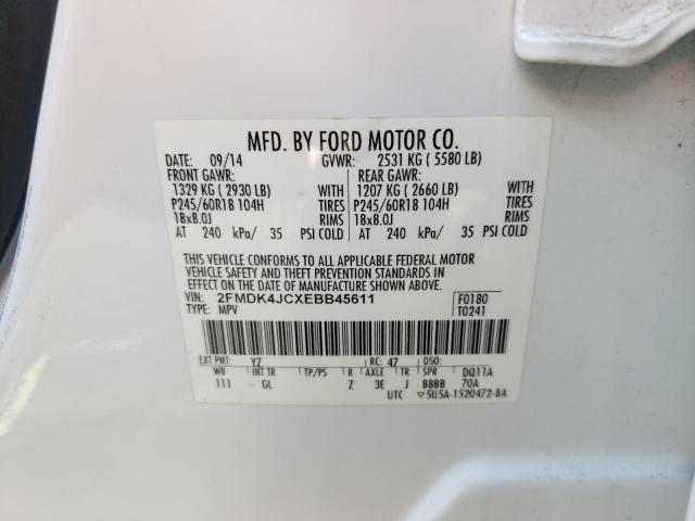 Photo 10 from auction – 2014 FORD EDGE SEL with VIN 2FMDK4JCXEBB45611