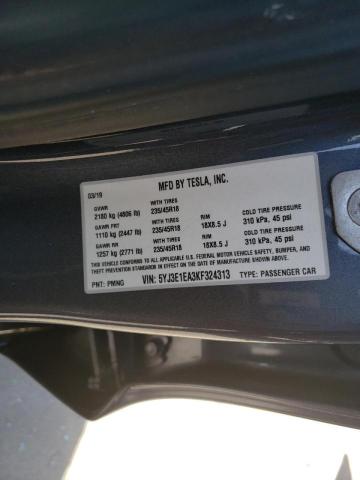 Photo 10 from auction – 2019 TESLA MODEL 3 with VIN 5YJ3E1EA3KF324313