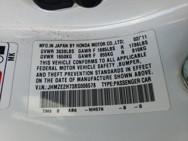 Photo 10 from auction – 2011 HONDA INSIGHT EX with VIN JHMZE2H73BS006578