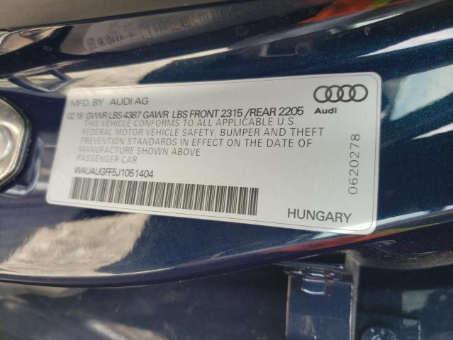 Photo 10 from auction – 2018 AUDI A3 PREMIUM with VIN WAUAUGFF5J1051404