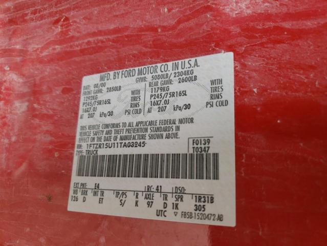 Photo 10 from auction – 2001 FORD RANGER SUP with VIN 1FTZR15U11TA03245
