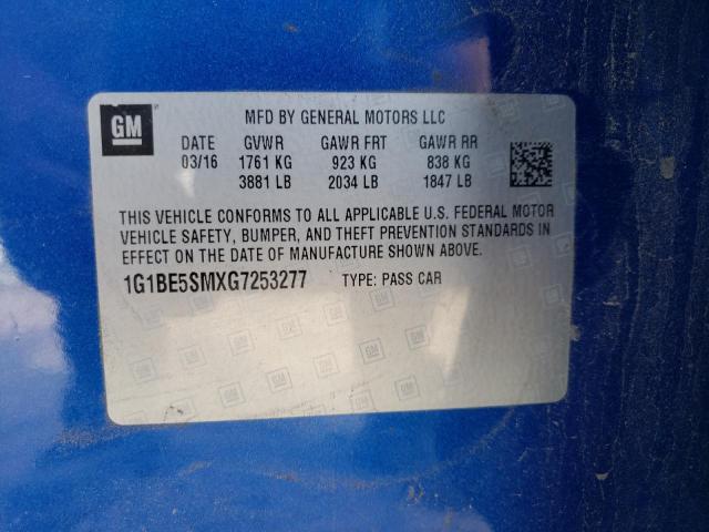 Photo 10 from auction – 2016 CHEVROLET CRUZE LT with VIN 1G1BE5SMXG7253277