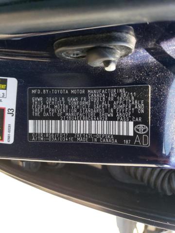 Photo 10 from auction – 2011 TOYOTA COROLLA BA with VIN 2T1BU4EE8BC644928