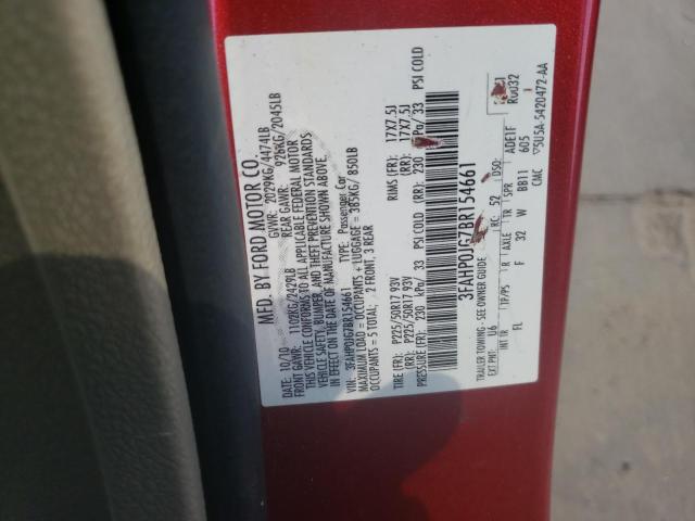 Photo 10 from auction – 2011 FORD FUSION SEL with VIN 3FAHP0JG7BR154661